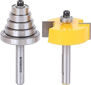 Yonico Rabbet & Bearing Router Bit Set - 1/4-Inch Shank 6 Bearings