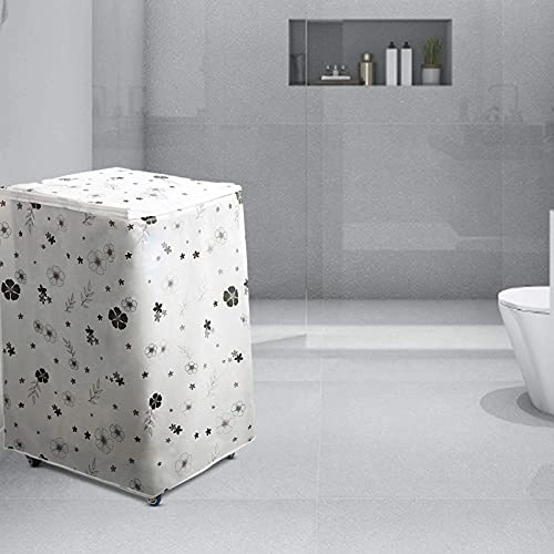 Washing Machine Dust Cover - 58*56*87cm Black Flowers
