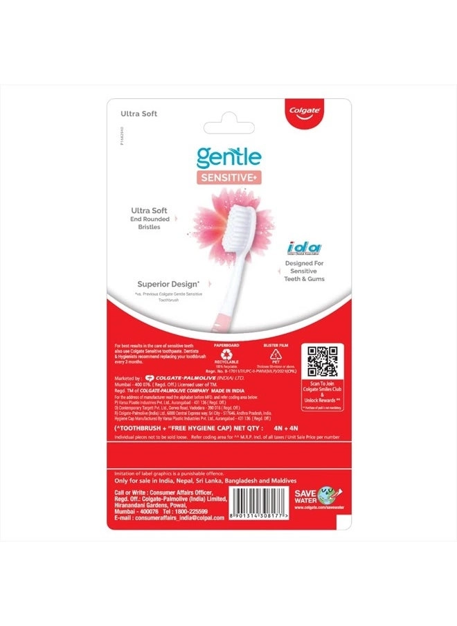 Gentle Sensitive Toothbrush - ultra soft multicolour 4-Piece Pack