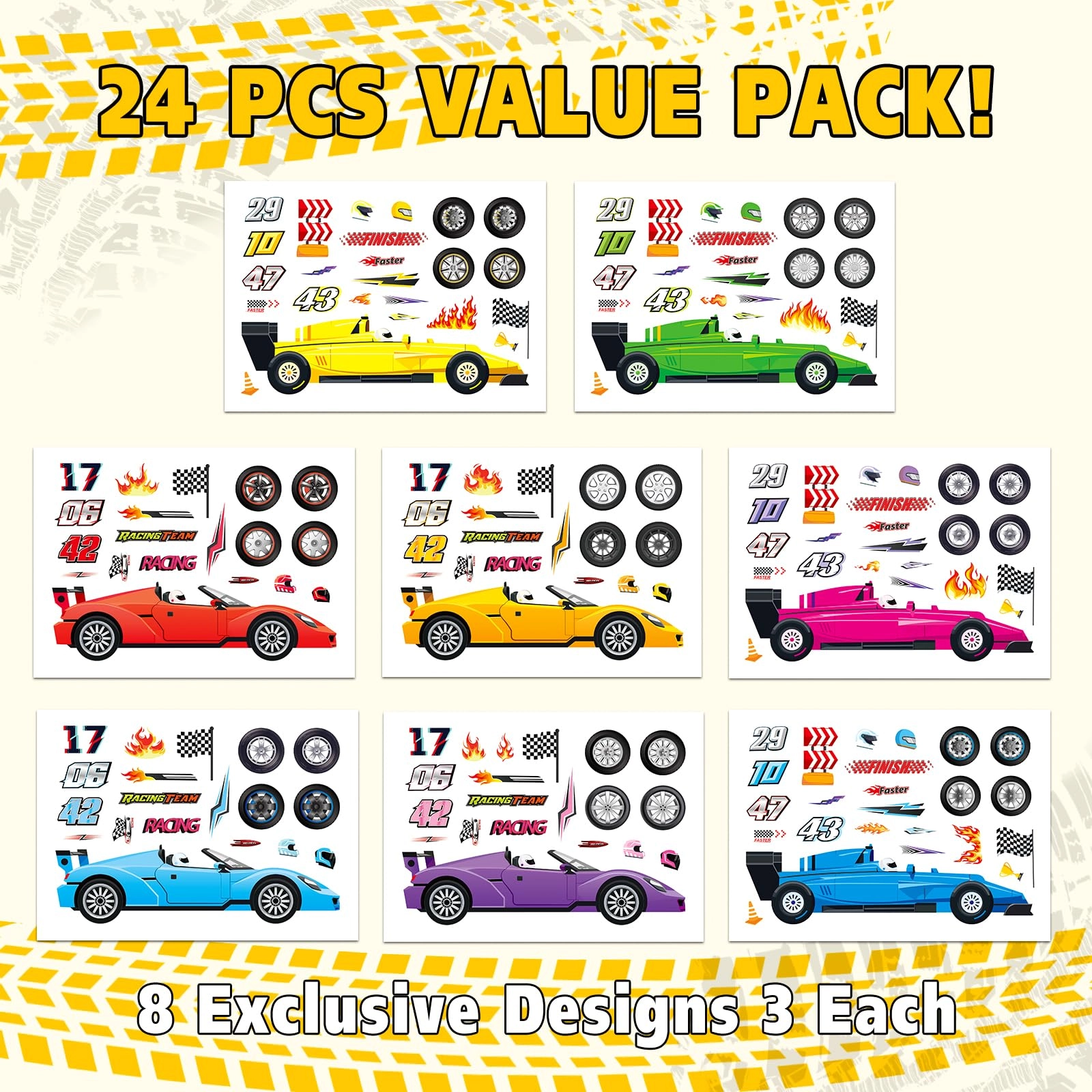 Car Stickers - 24 Sheets