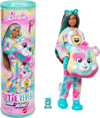 Good Vibes Bear Barbie Fashion Doll - Cutie Reveal Care Bears Series 2 10 Surprises Ages 3+