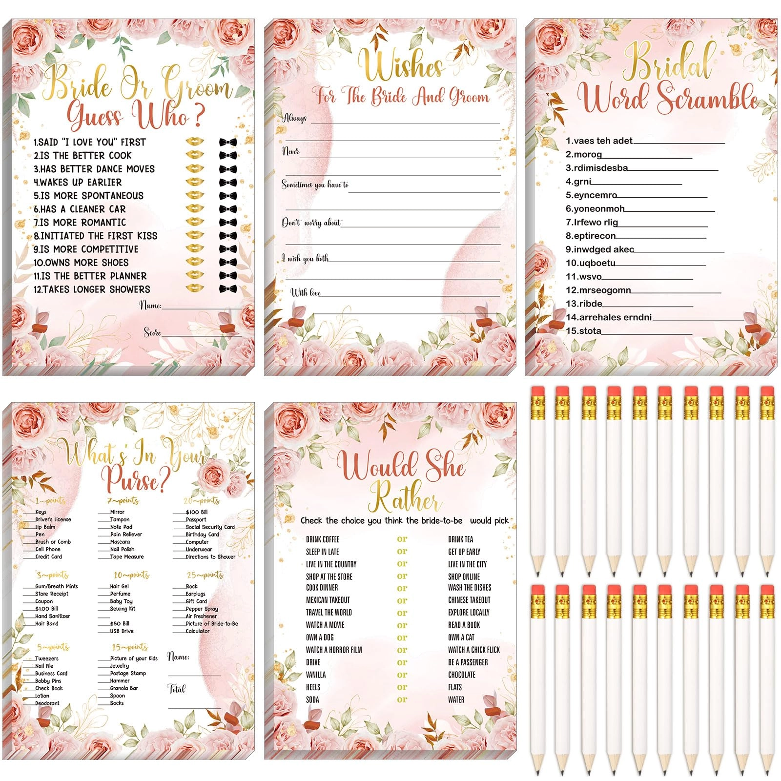 Bridal Shower Game - 145 Pieces