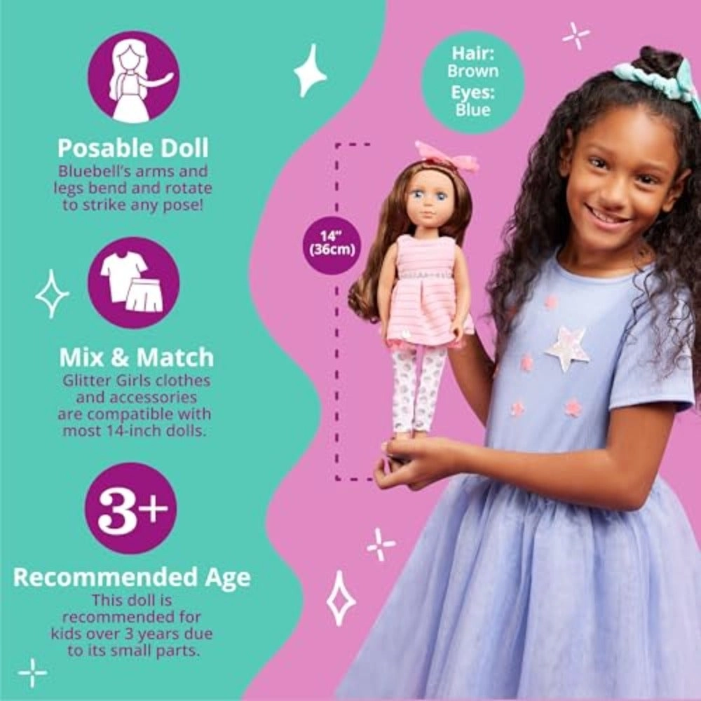 Bluebell Fashion Doll - 14Inch Brown Hair Blue Eyes Ages 3+