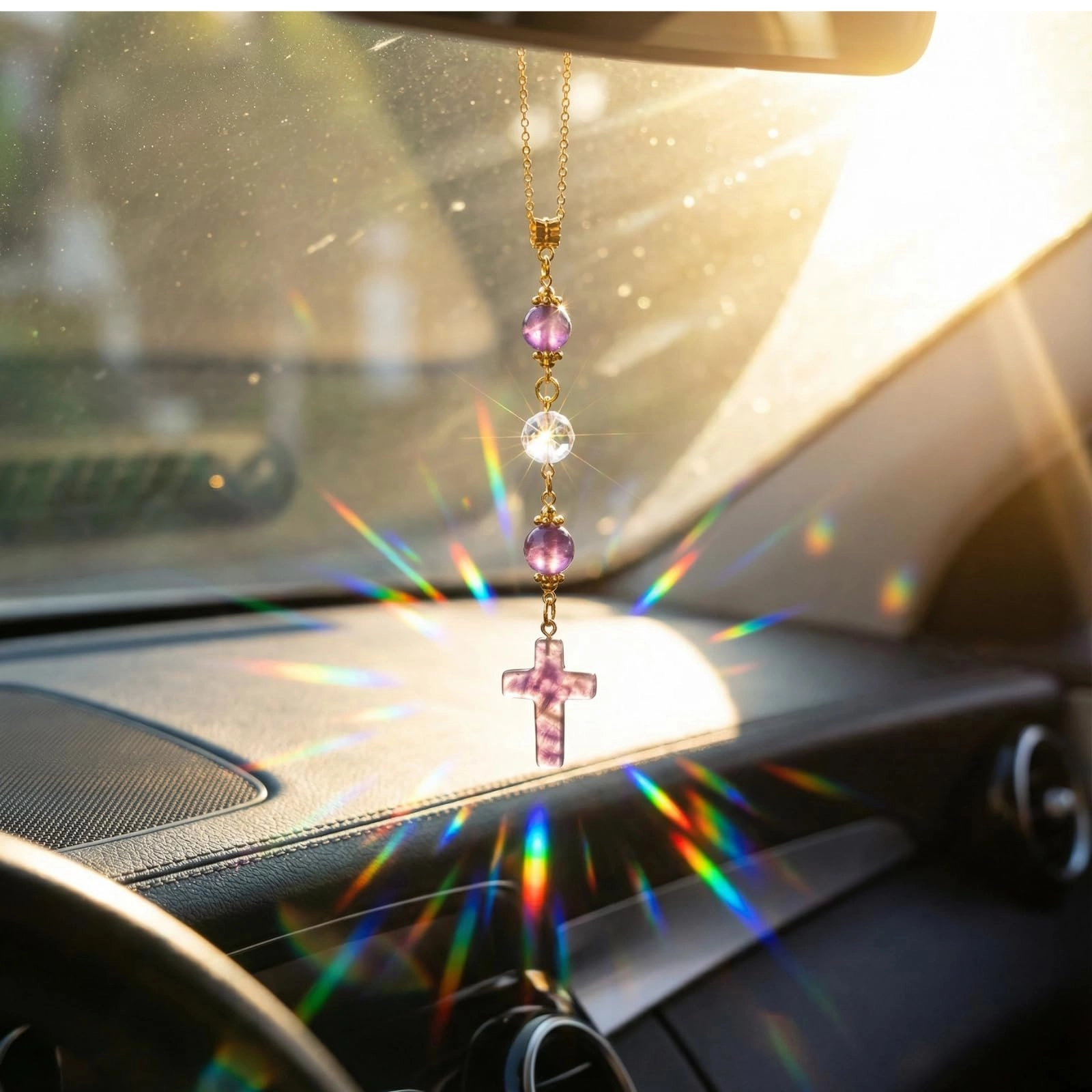 jxirllx Cross Crystal Hanging Car Charm
