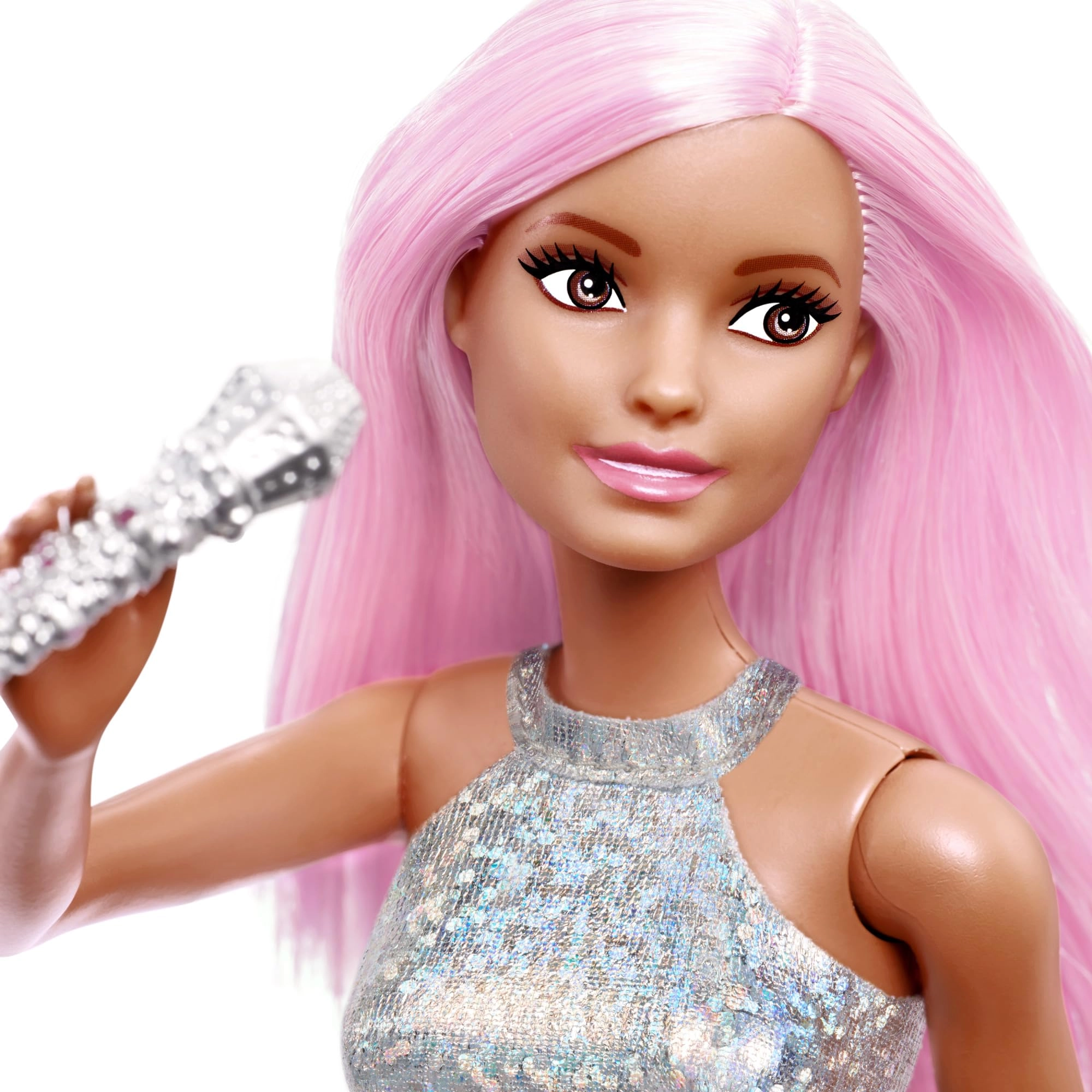 Pop Star Doll - Iridescent Skirt Microphone Pink Hair Ages 3+