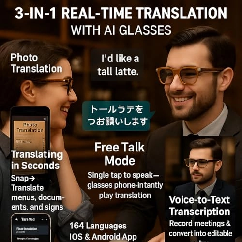 AI Translation Sun Glasses - 164 Languages Bluetooth 5.3
