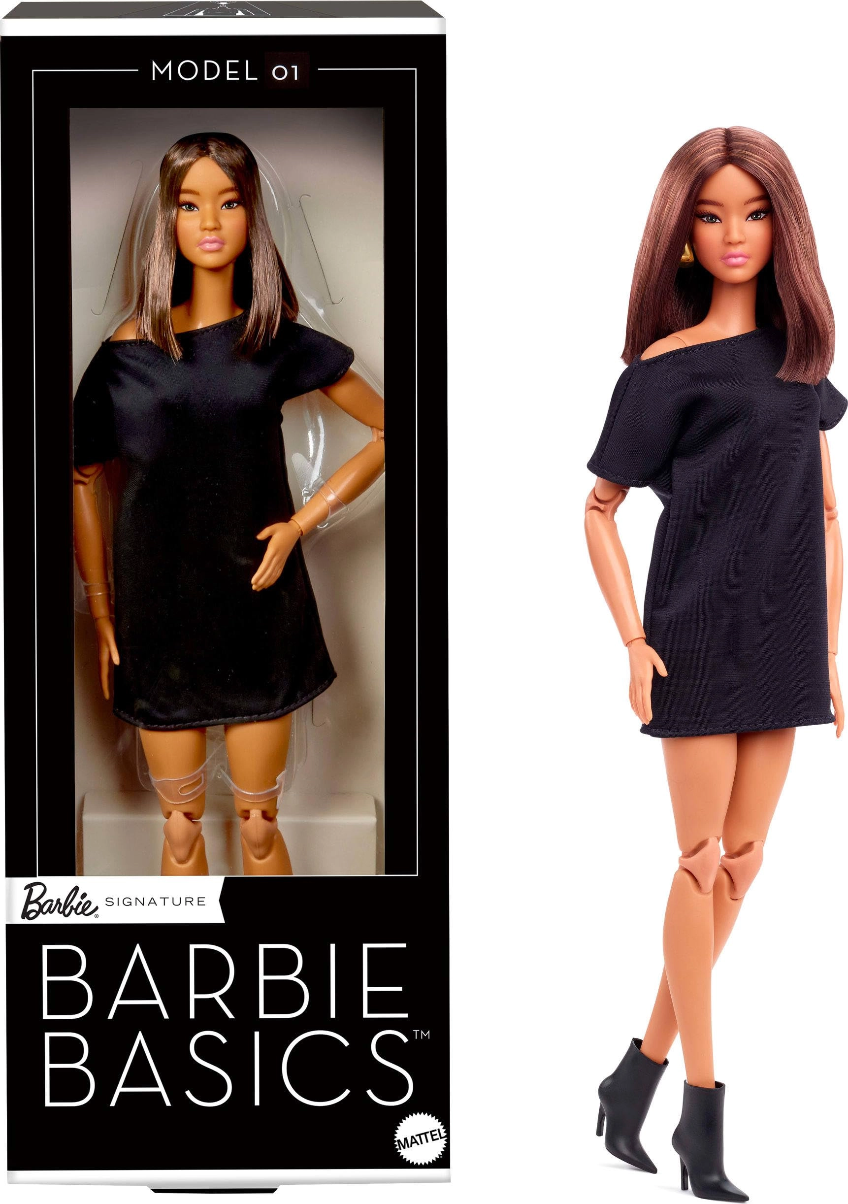 Barbie Basics Model 1 - Brunette Black Mini Dress