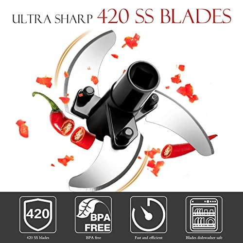 Manual Food Processor - 16.9 Fluid Ounces three blades