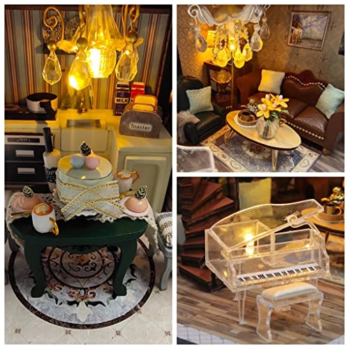 DIY Dollhouse Miniature Kit - Dust Proof Cover Gray Wood