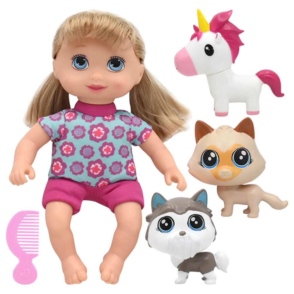 Baby Maziuna Little Sweeties Doll - 10 Inch + Unicorn + Puppy + Kitty