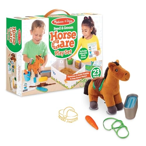Feed And Groom Horse Care Pretend Play Set - 3+ 23 pieces
