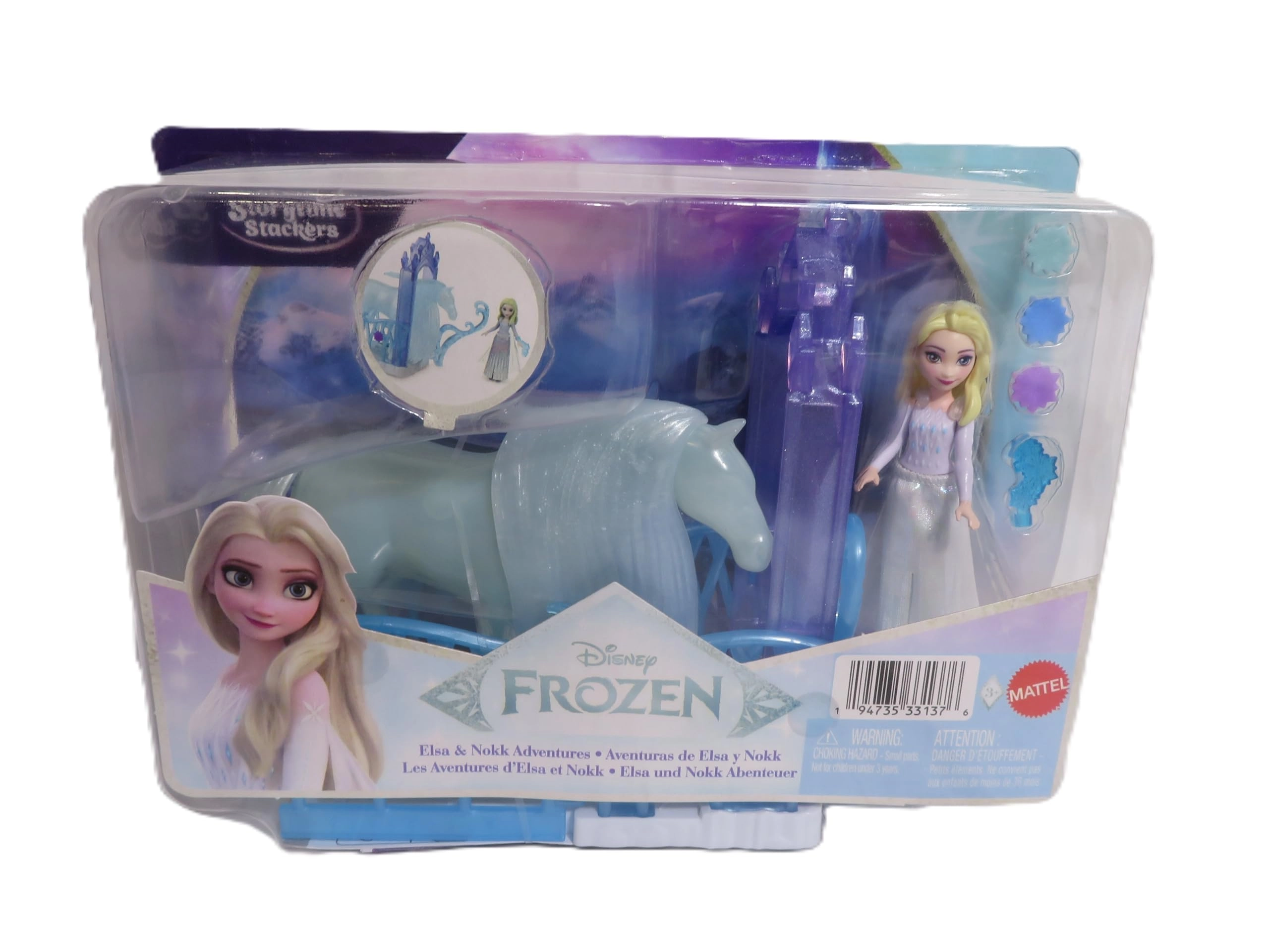 PT Mattel Indonesia (East) Elsa Small Doll - 3.5" + Water Nokk Horse + Ice Haven Playset - Saddle Accessories