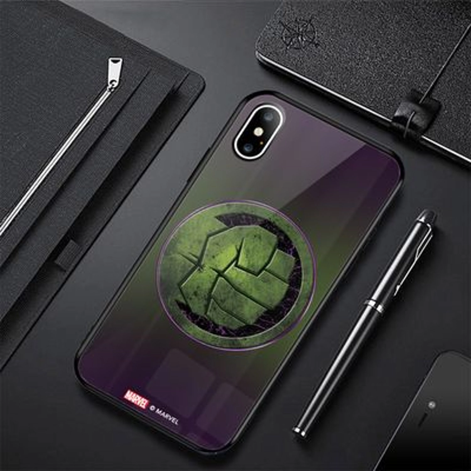 Hulk Fist Back Case TPU Bumper Case + Tempered Glass Back for iPhone Xs Max