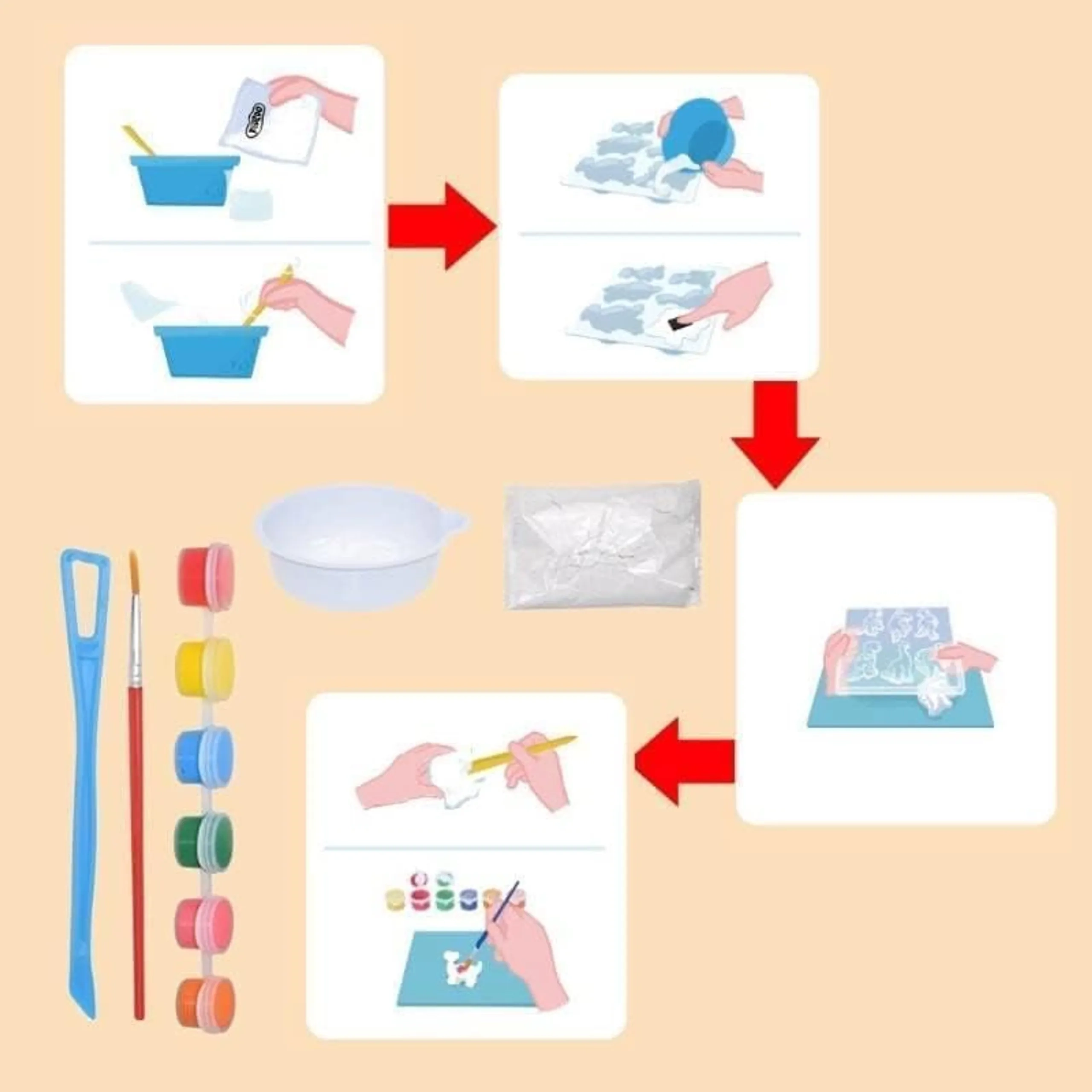 Mould & Paint Fridge Magnet DIY Painting Kit - Wild Animals 5+ years