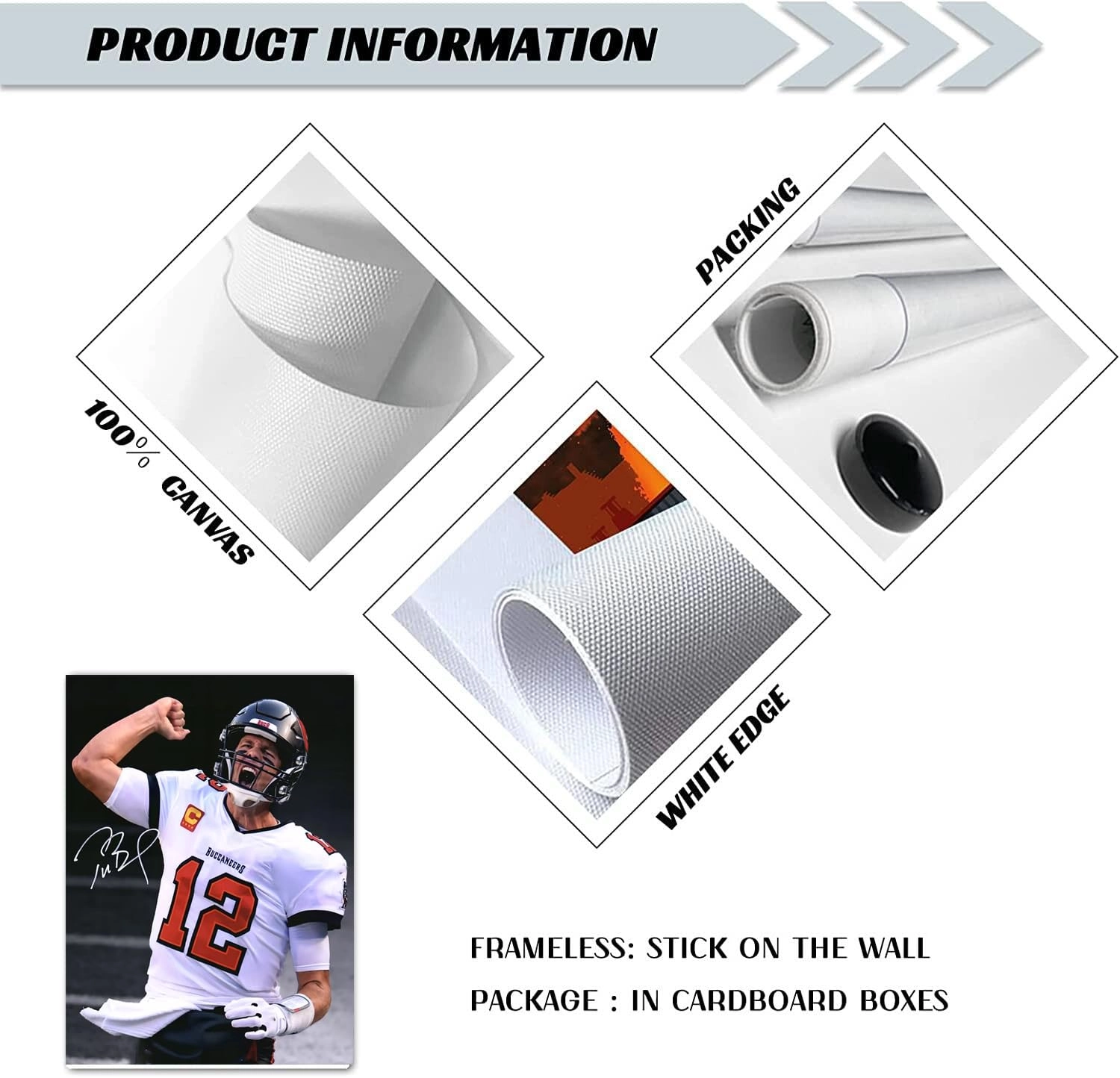Tom Brady Poster - Canvas 16"L x 24"W