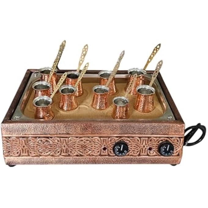 Turkish Sand Coffee Maker - Traditional Copper Ottoman Design Two Set Coffee Pots