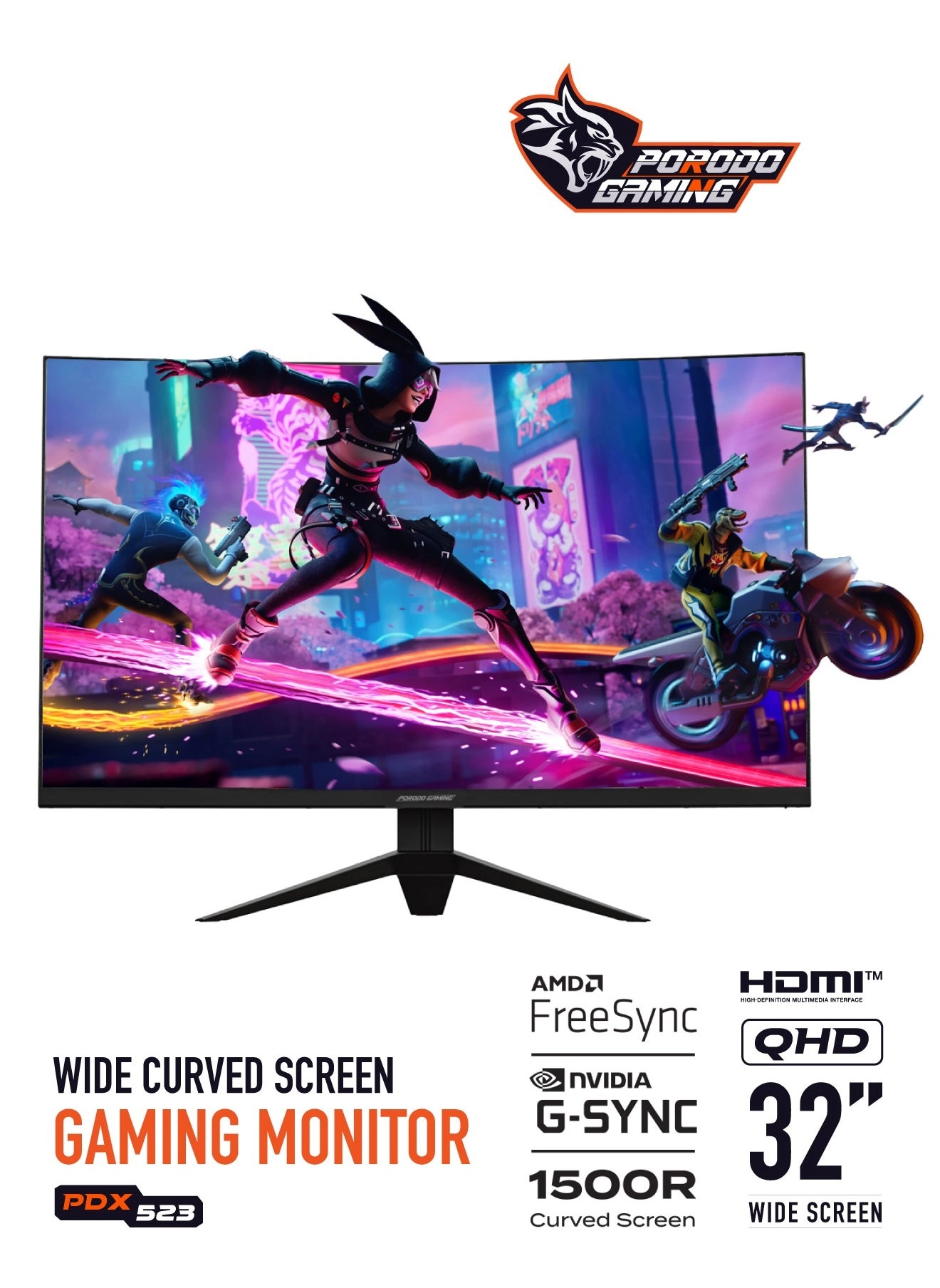 Porodo MT9800 - PDX523-BK 32 inch 2560 X 1440 pixels