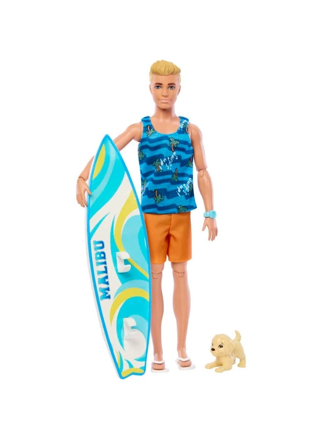 Barbie Ken Doll - Poseable Blonde Surfboard