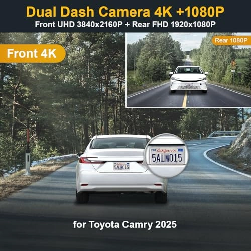 Dash Cam - 4K 1080P for Toyota Camry 2025