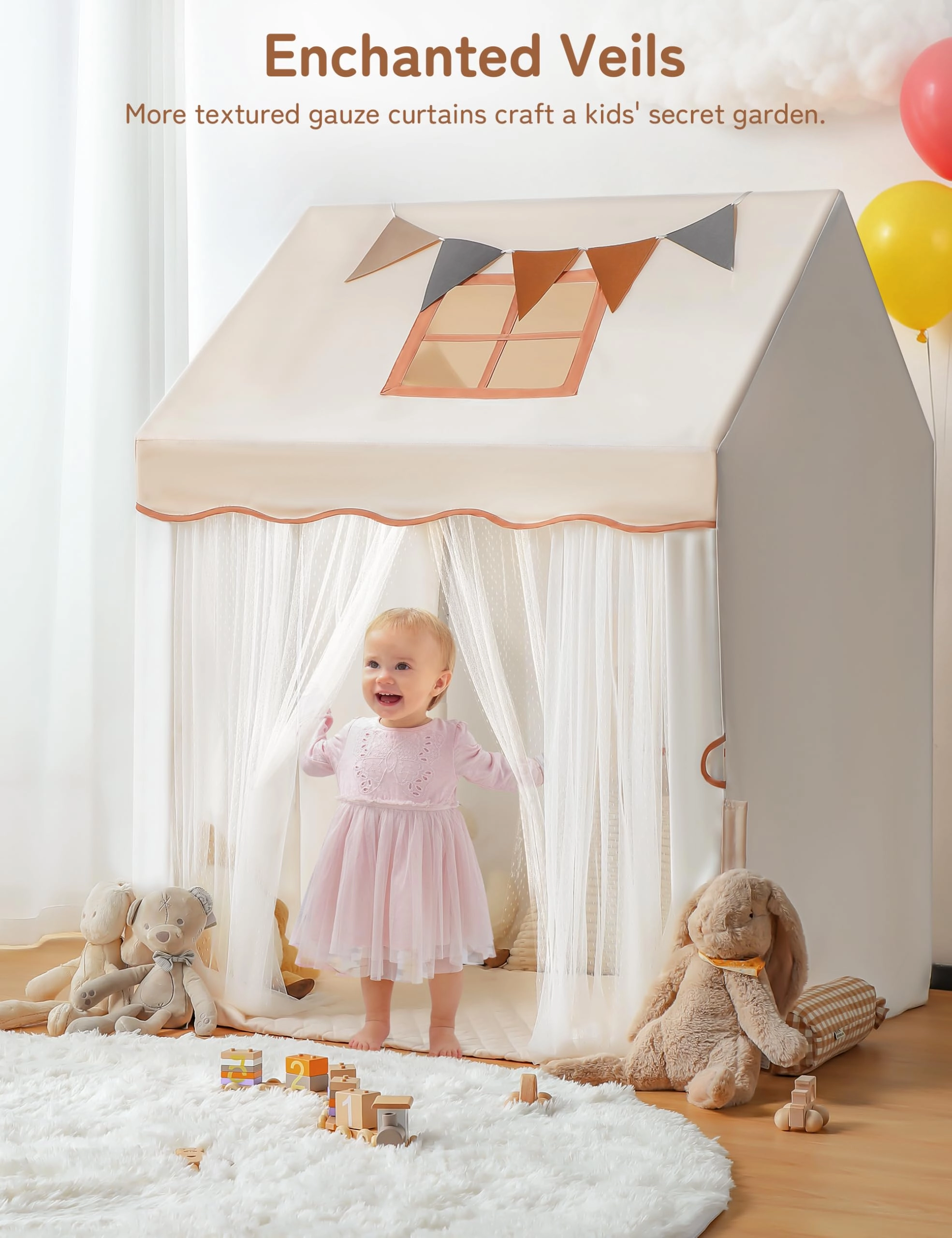 Kids Play Tent - 2-IN-1 69" x39" x 53"