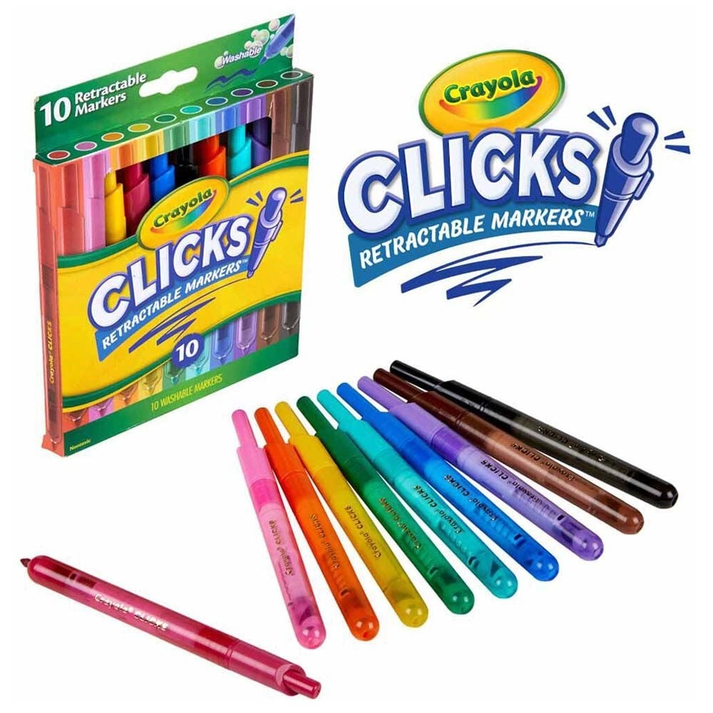 Clicks Retractable Markers - 10 different shades conical tips