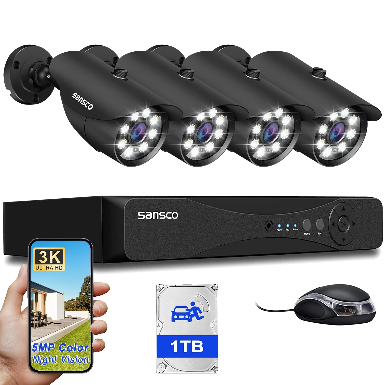 DVR - 8 Channel + Hard Drive - 3TB + Camera - 5MP