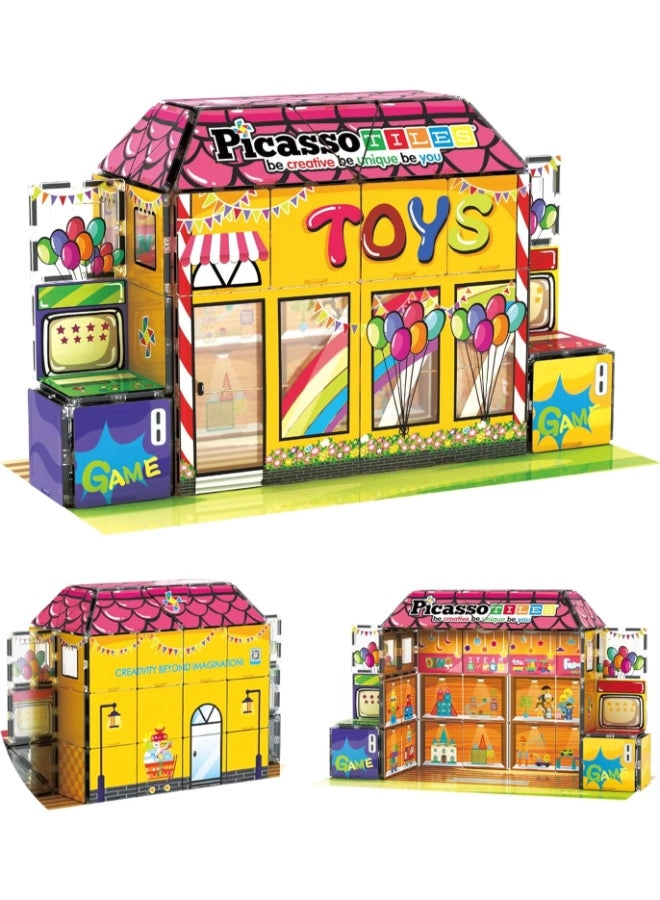 PicassoTiles Magnetic Tiles Toy Shop - 60 pcs