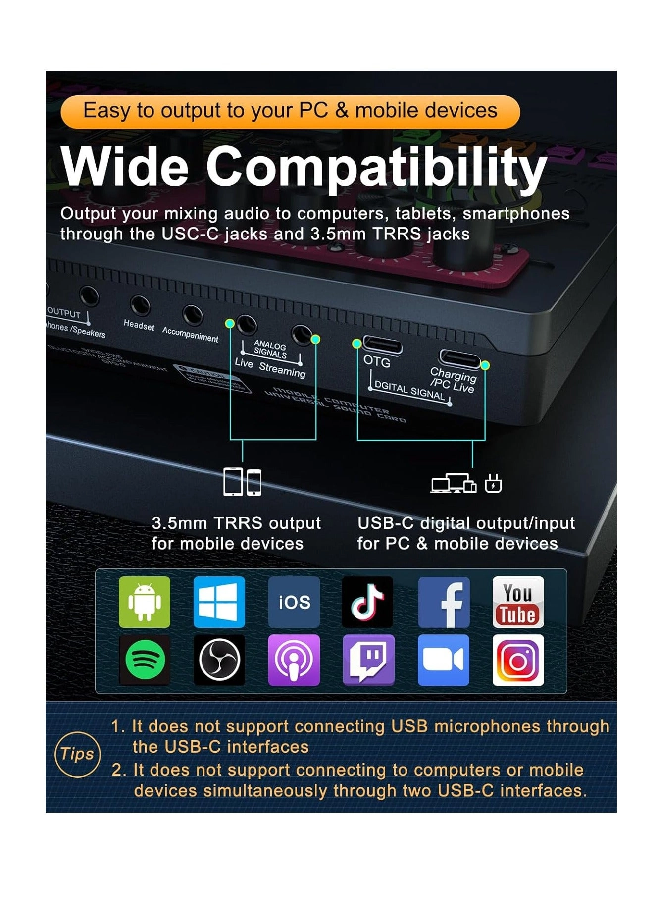 Gaming Audio Mixer - 5 channels