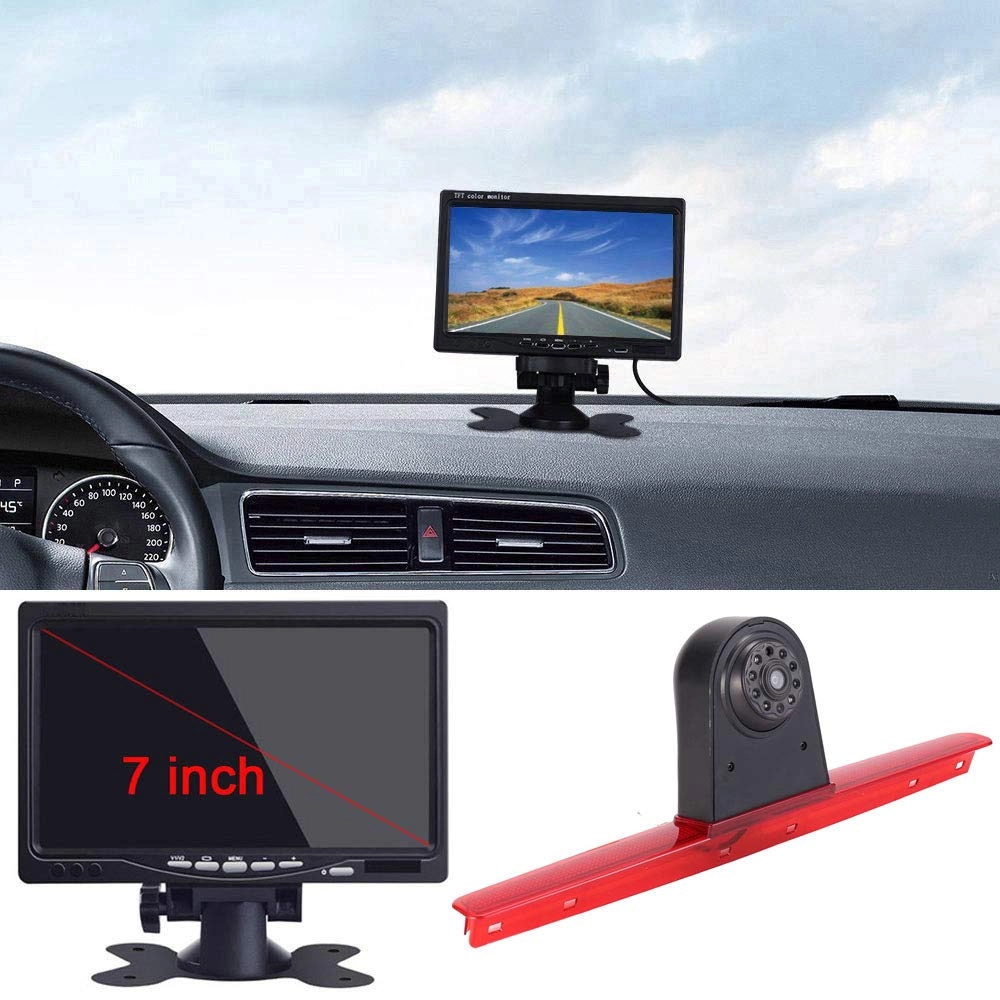 Third Roof Brake Light Reversing Camera - Night vision 628 x 586 pixels + TFT LCD Monitor - 7 Inches