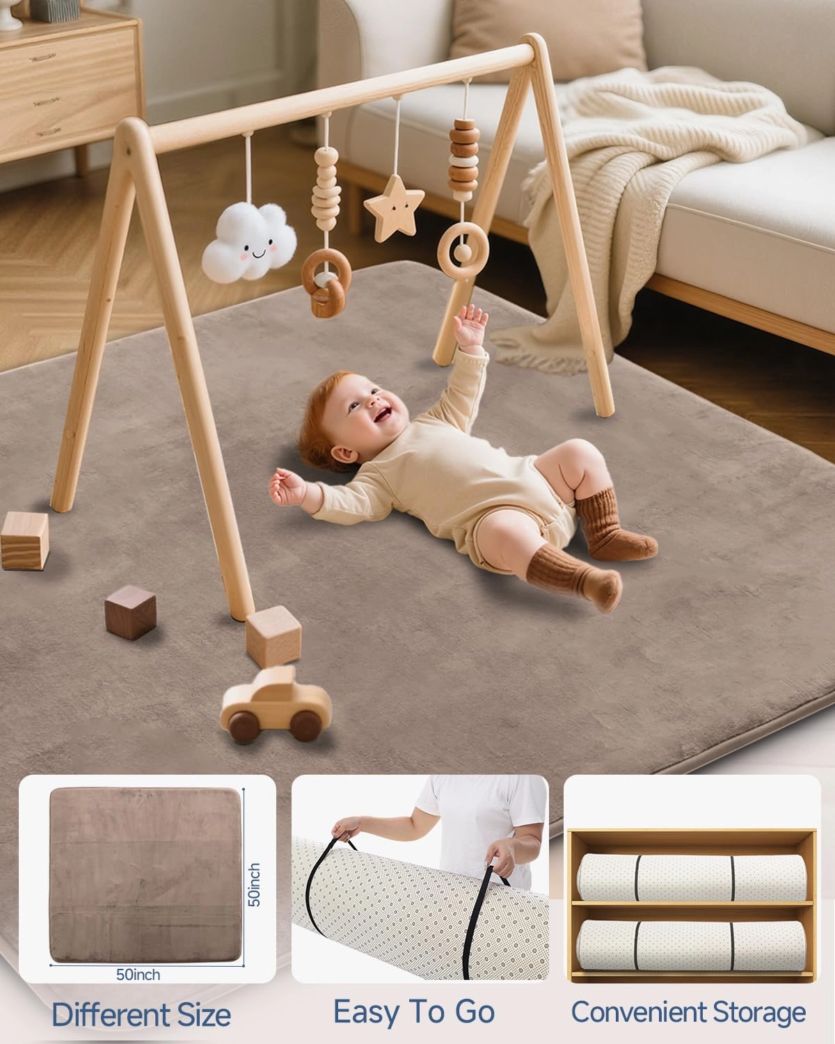 Baby Play Mat - 50x50 Green