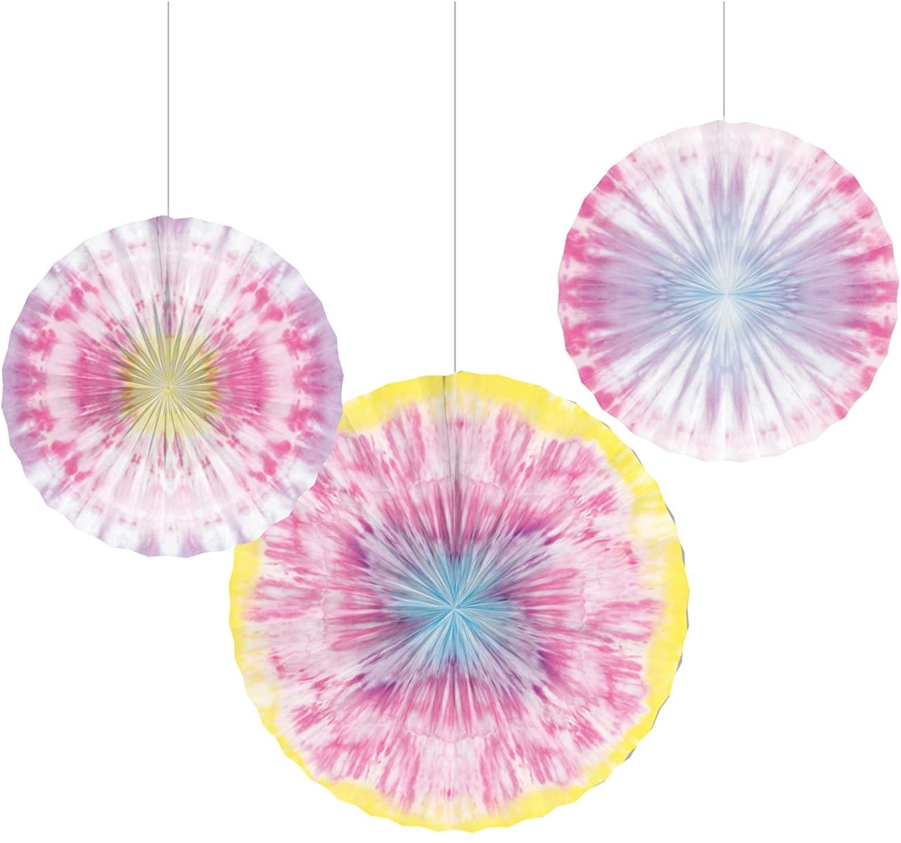 CREATIVE CONVERTING Tie Dye Party Paper Fans - 6-Pieces