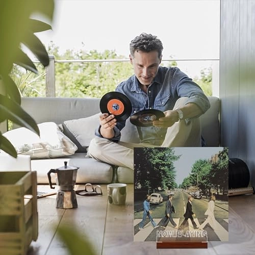 Now Playing Vinyl Record Stand - solid wood clear acrylic