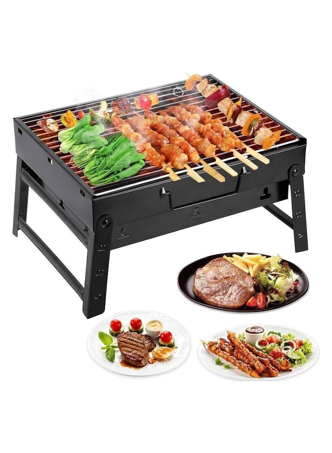 khomat Foldable Charcoal BBQ Grill - charcoal