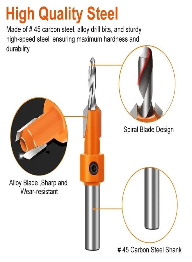 Tapered Countersink Drill Bits - #45 Carbon Steel 10Pcs 8mm