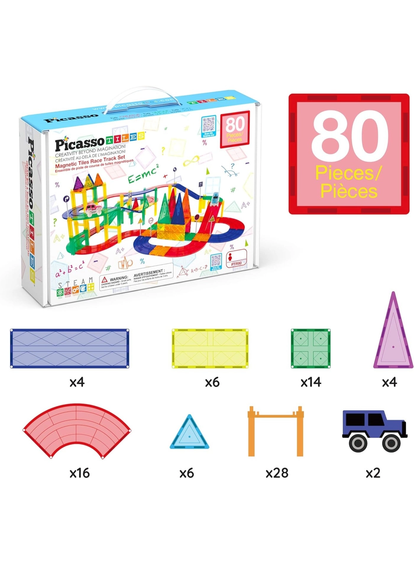 Magnetic Tiles Race Track - 80 pcs