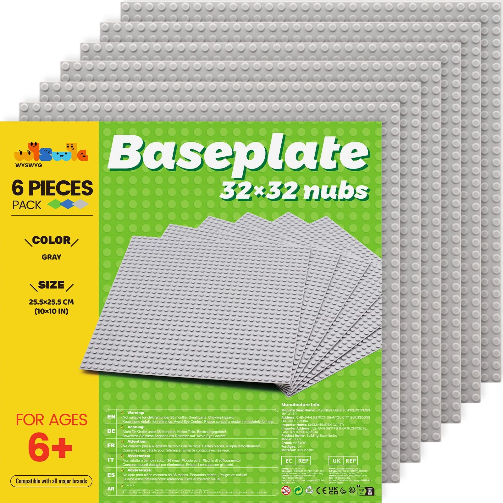 WYSWYG Classic Building Plate Set - 25X25cm 6pcs Architecture