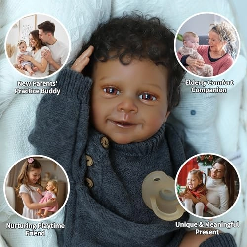 Reborn Baby Doll - 18'' Soft Weighted Cloth Body & Vinyl Limbs African American Ages 3+