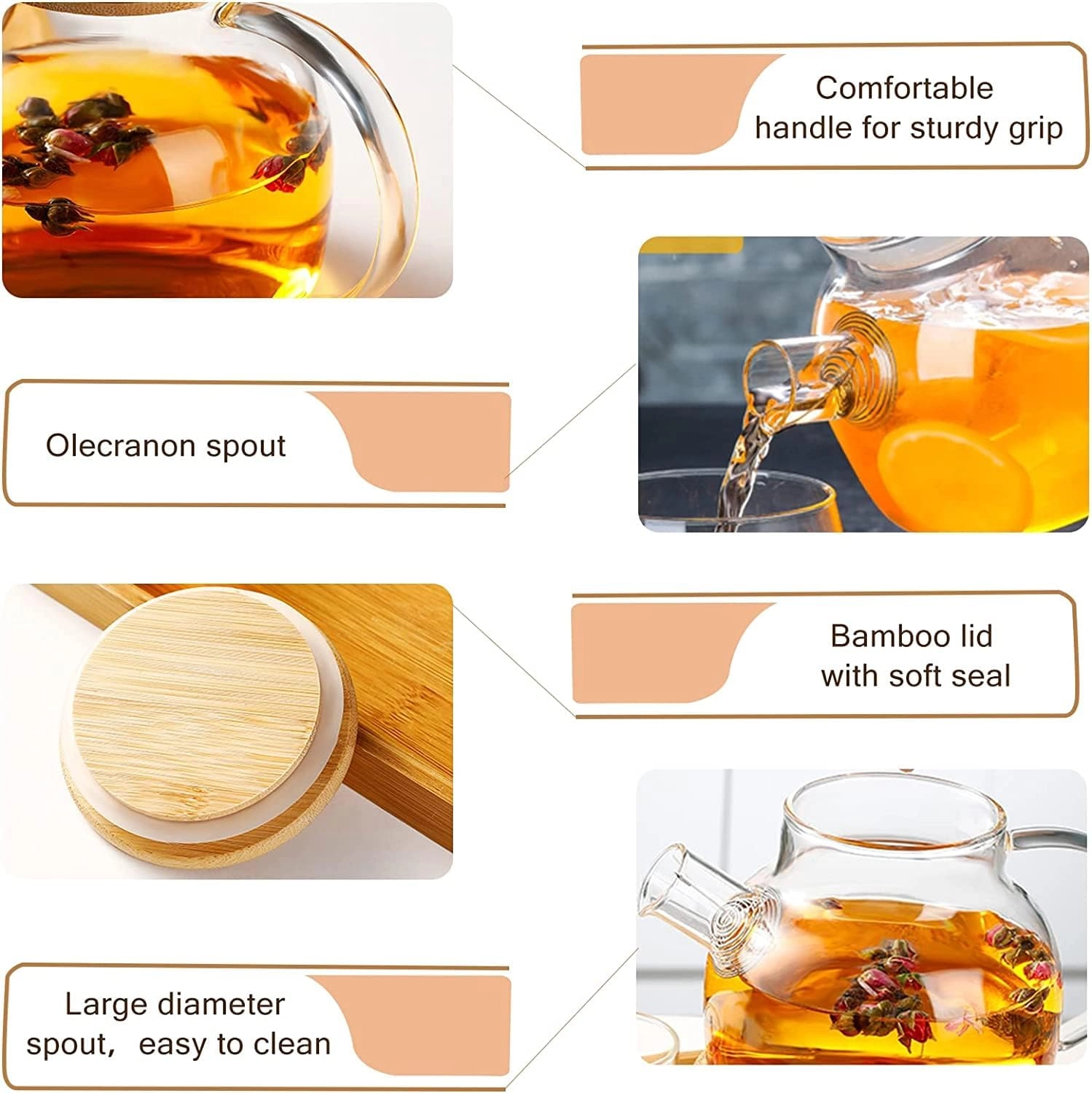 Glass Teapot - Borosilicate Glass 1000 Milliliters