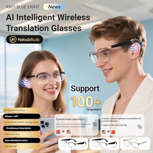 AI Translation Glasses - 134 languages IP65 waterproof Wireless calls
