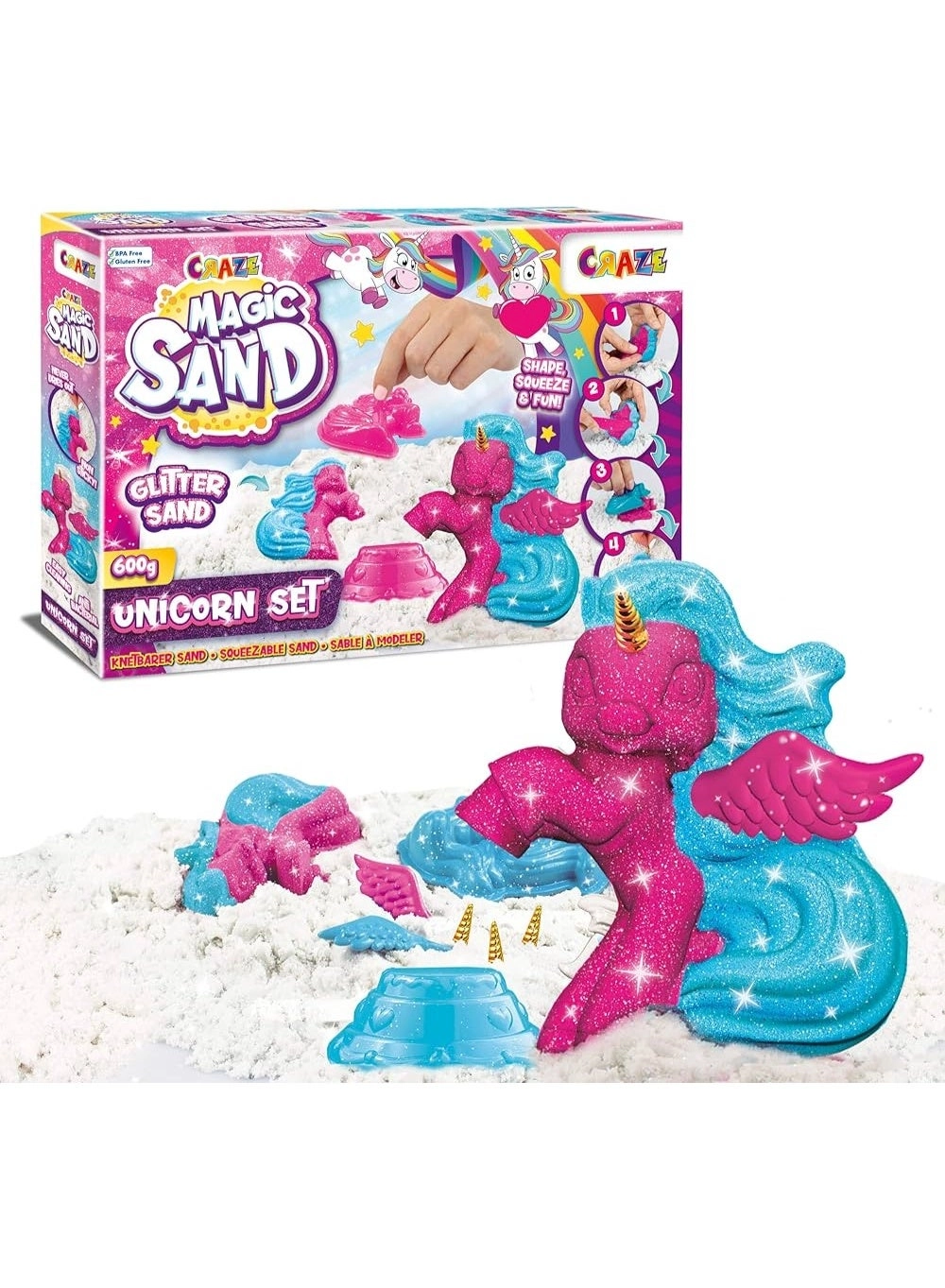 Magic Sand Playset Unicorn - 200 g 3 colours 5+