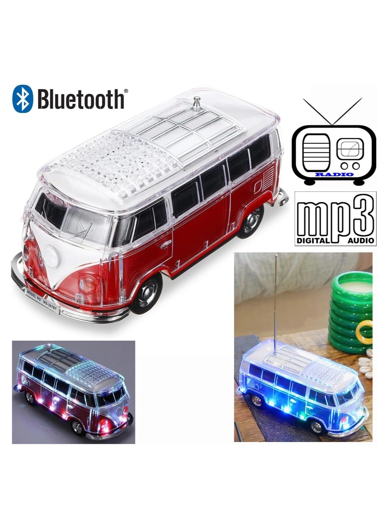 Retro Camper Van Bluetooth Speaker - FM MP3 Rechargeable