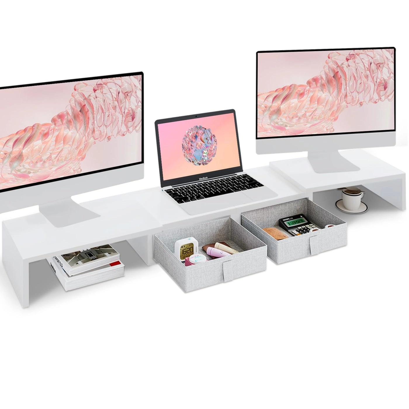 Dual Monitor Stand Riser - 2 Monitors 37 inch