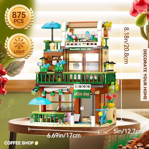 Street View Coffee Shop City Building Set (FJ9567) - Modular LED Lighting