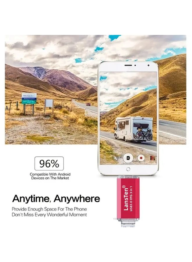 3-in-1 Flash Drive - USB 3.0 USB-A USB-C Micro-USB 16GB