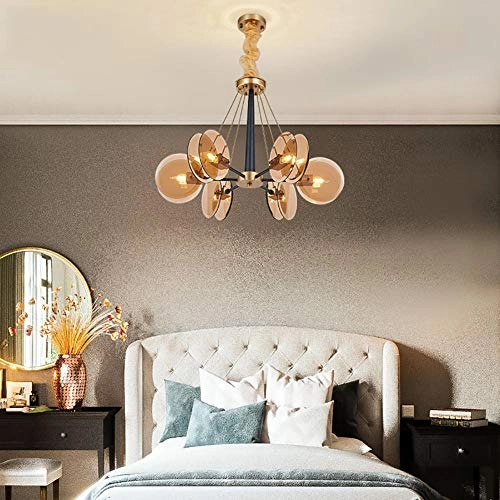 E14 Nordic Post-modern Creative Glass Chandelier - 8 head Soot cover