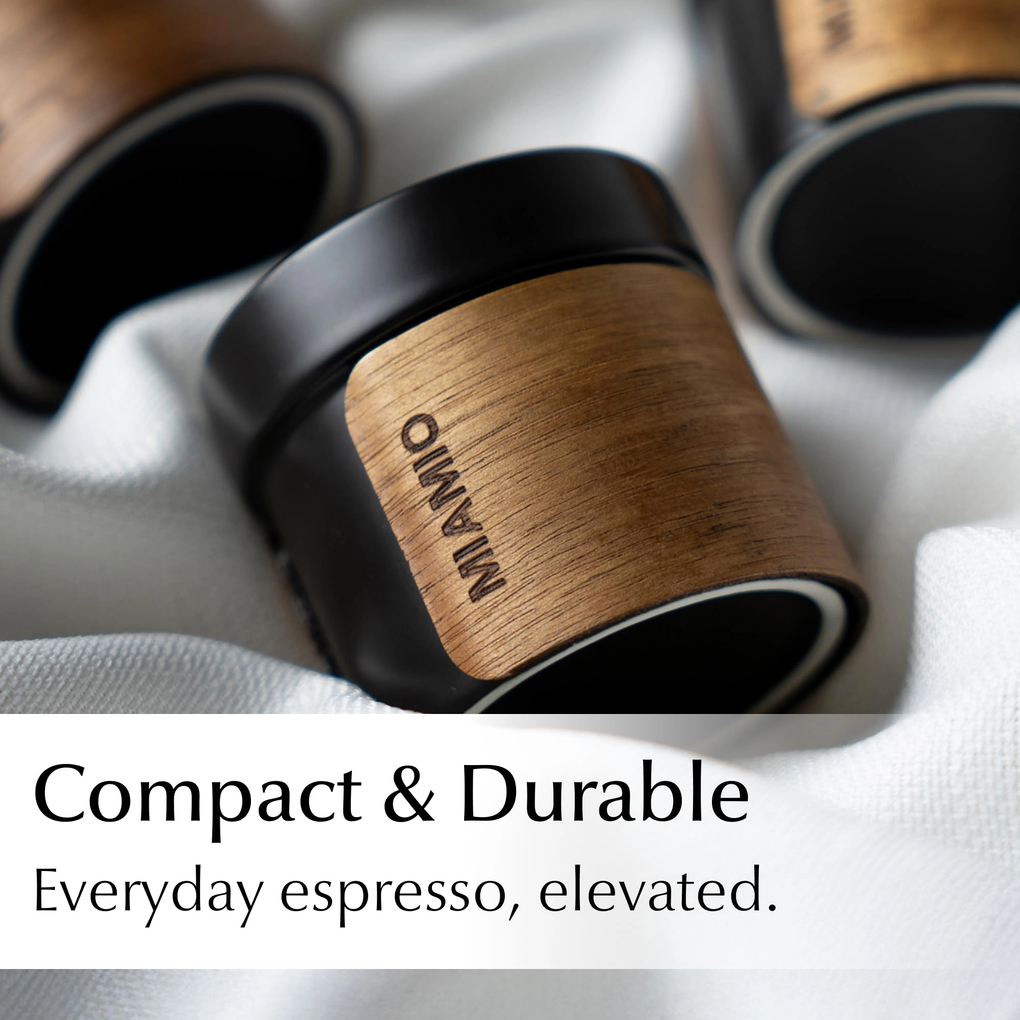 Espresso Cup - 4 pcs - Handleless Removable Wooden Cuff - 100 ml