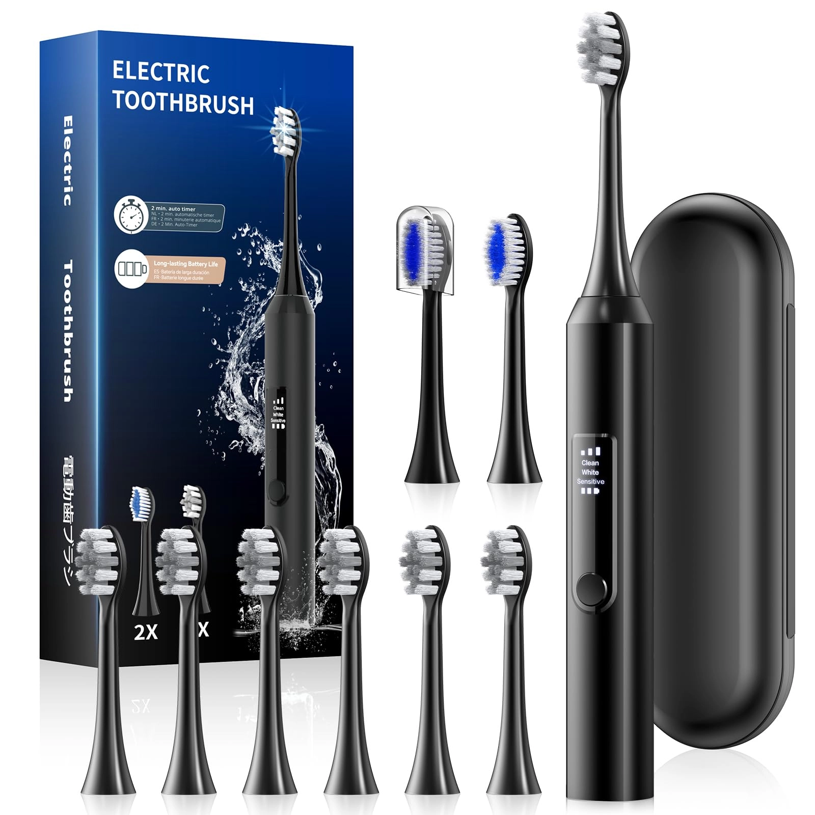 Electric Toothbrush - Sonic 8 Brush Heads 40000 VPM