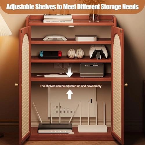 WiFi Router Cabinet - Bamboo 67x59x25cm
