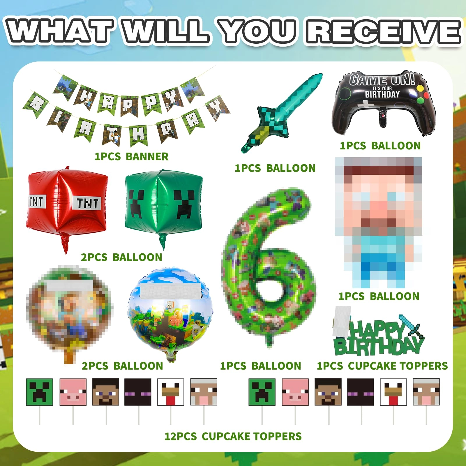 Miner Game Themed Party Supplies - 1.0 Count Birthday