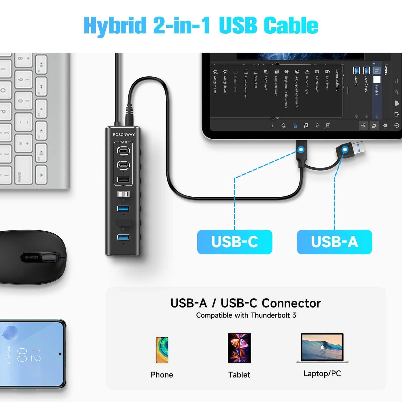 RSH-A107C - 7-Port 10Gbps USB 3.2